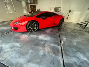 Door Garage Metallic Epoxy Flooring showcasing durable high gloss finish for residential and commercial spaces