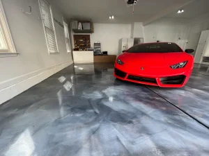 Garage Floor Epoxy showcasing durable high gloss metallic finish for residential and commercial spaces