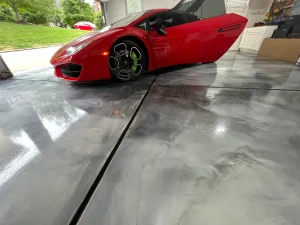 Door Garage Metallic Epoxy Flooring showcasing durable high gloss finish for residential and commercial spaces